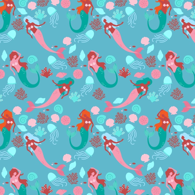 Download Free Vector | Mermaid pattern