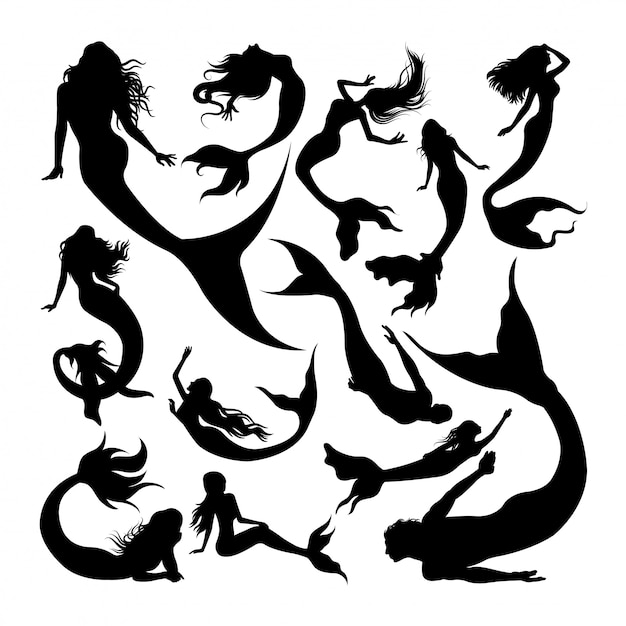 Download Premium Vector | Mermaid silhouettes.