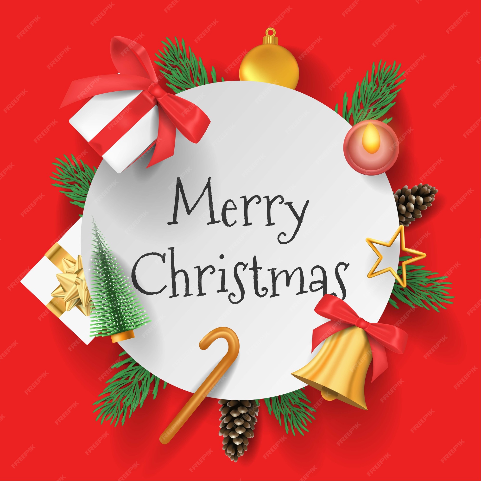 Premium Vector Merry christmas 3d red background