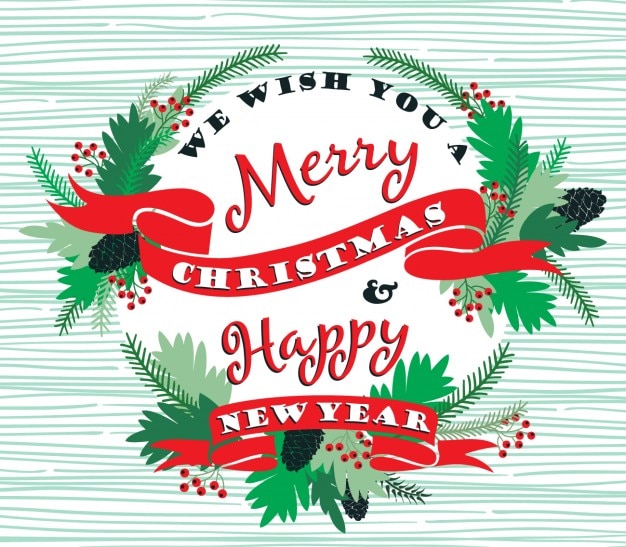 Merry christmas and happy new year card Vector Free Download