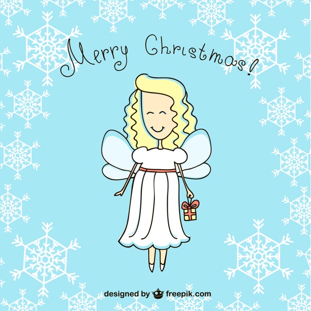 Merry Christmas angel cartoon Vector | Free Download