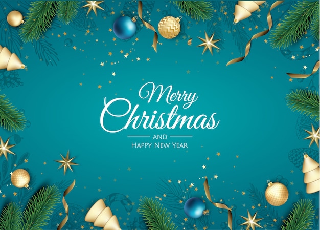 Premium Vector | Merry christmas background with christmas ornaments