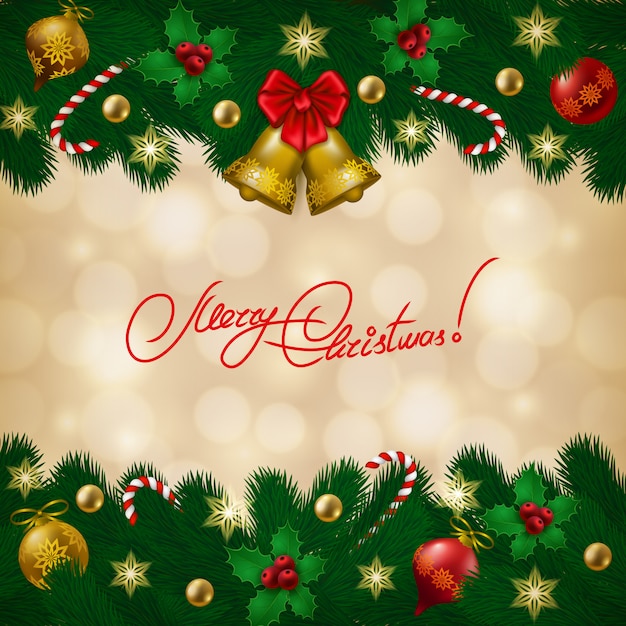 Premium Vector | Merry christmas background with christmas ornaments