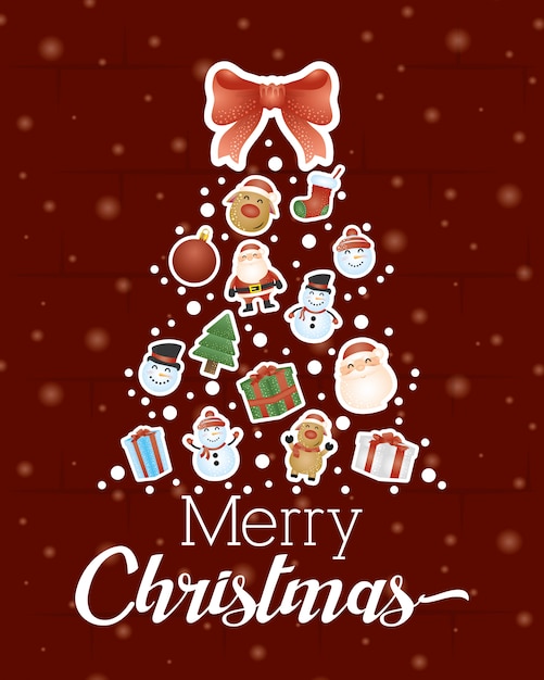 Free Vector Merry Christmas Background With Christmas Tree