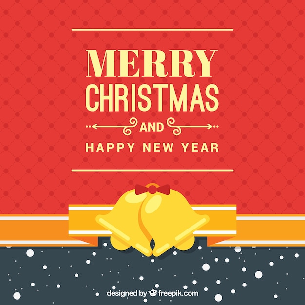 Merry christmas background with gold jingle bells Vector | Free Download