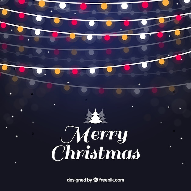 Merry christmas background with lights Vector | Free Download