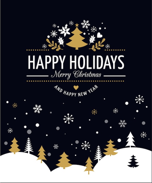 Premium Vector | Merry christmas background with typography, lettering. black greeting card