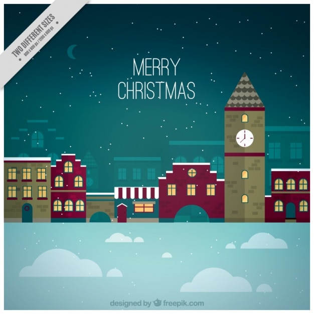 Download Download Vector Christmas Village Background In Flat Design Vectorpicker PSD Mockup Templates