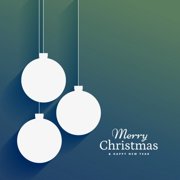 Merry christmas background with white balls in\
flat design
