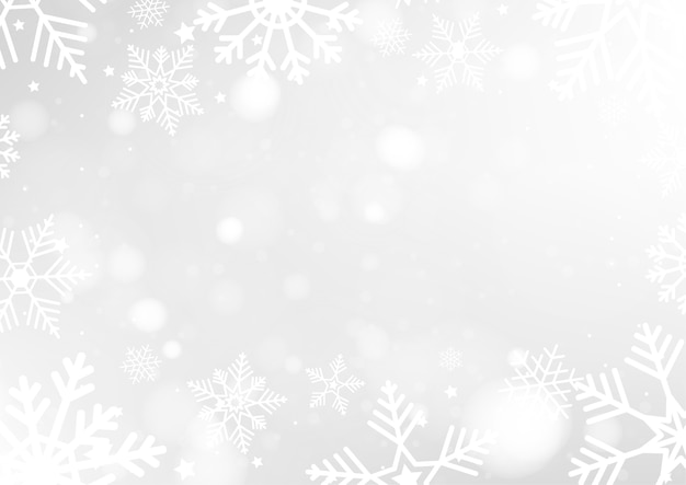 Merry christmas background with white bokeh lights Premium Vector