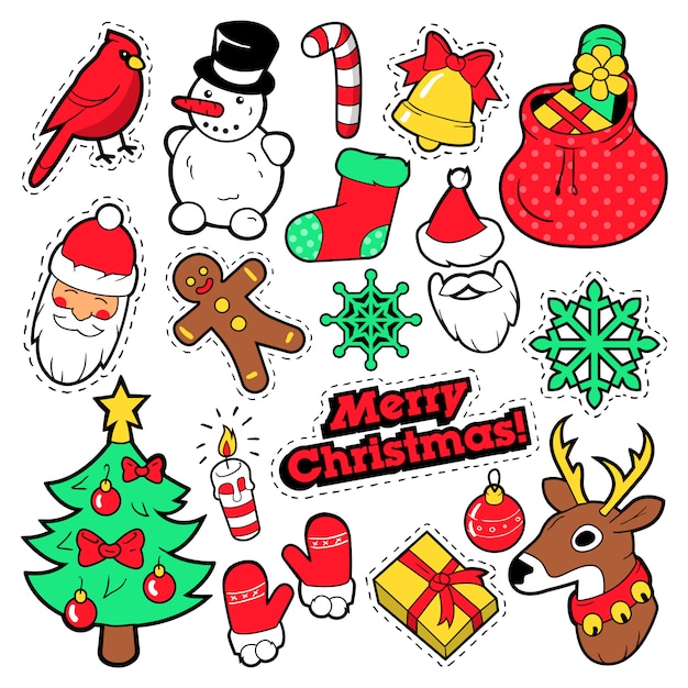 Premium Vector | Merry christmas badges, patches, stickers - santa ...