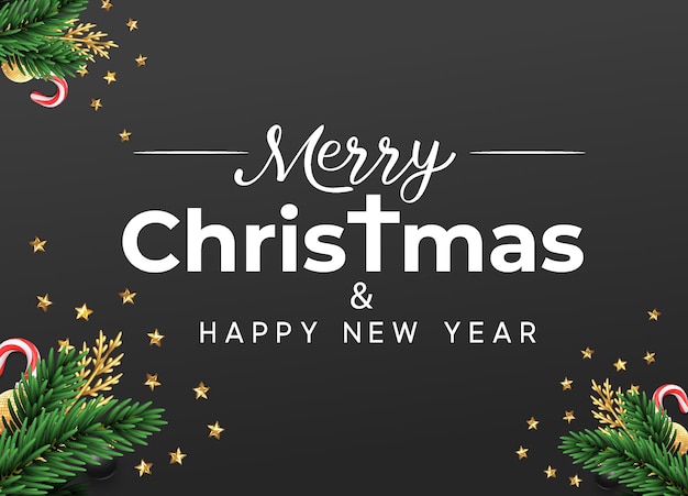 Premium Vector | Merry christmas banner concept with black background