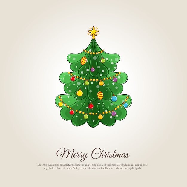 Premium Vector | Merry christmas banner with decorated xmas tree