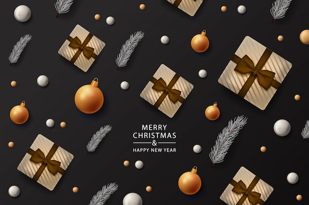 Premium Vector | Merry christmas banner with gifts