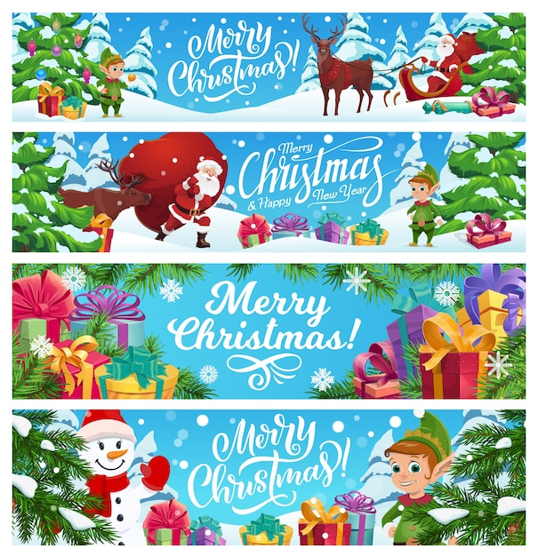 Premium Vector | Merry christmas banners set.