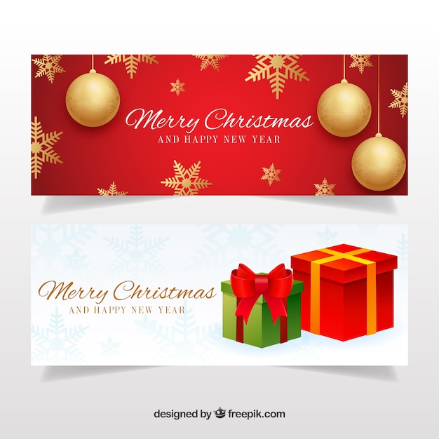 Download Vector - Merry christmas banners with stars - Vectorpicker