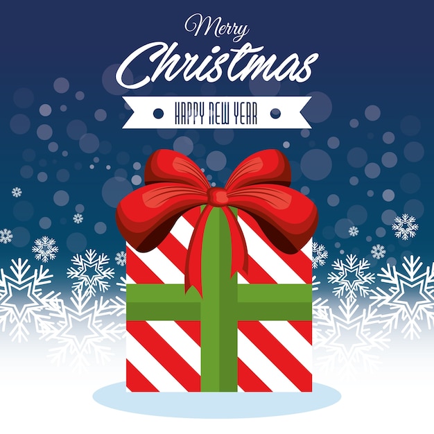 Merry christmas big gift and happy new year Premium Vector