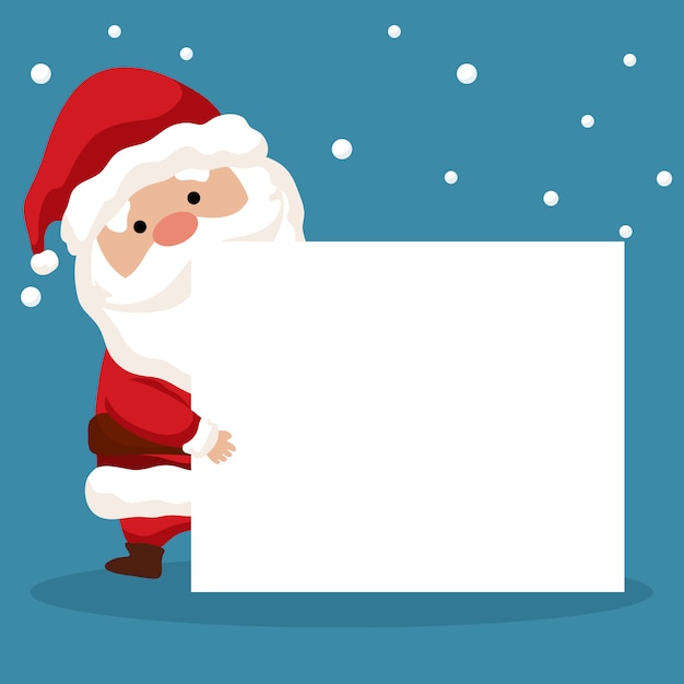 Premium Vector | Merry christmas card design of santa claus with his poster