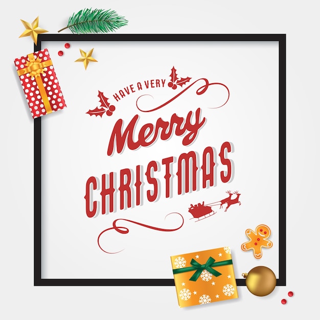 松の葉 星 ジンジャーブレッドマン プレゼント 安物の宝石 クリスマスベリーのメリークリスマスカードテンプレート プレミアムベクター