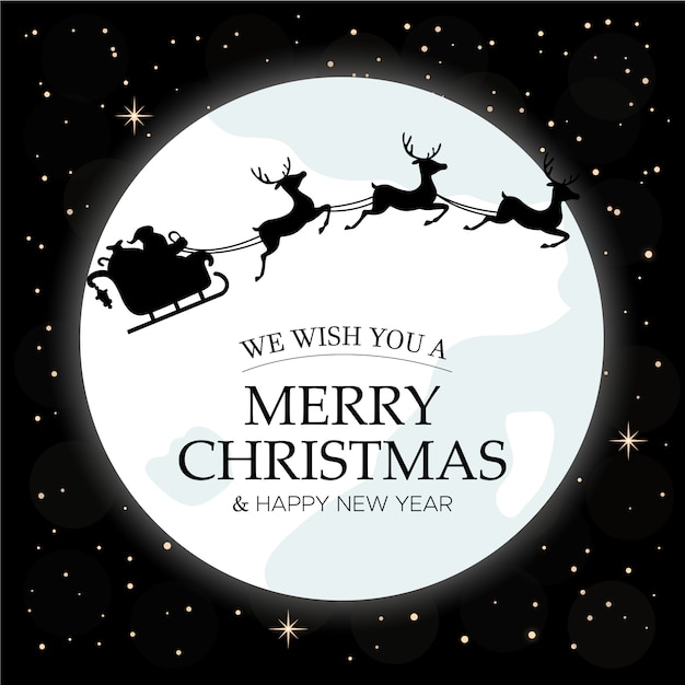 Download Merry christmas card. winter night sky with moon and santa ...