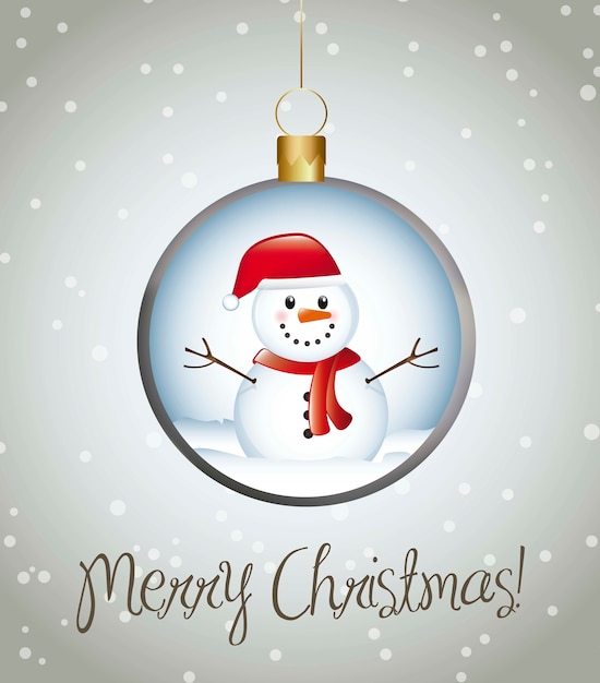Merry christmas card with balls over gray background vector Premium Vector