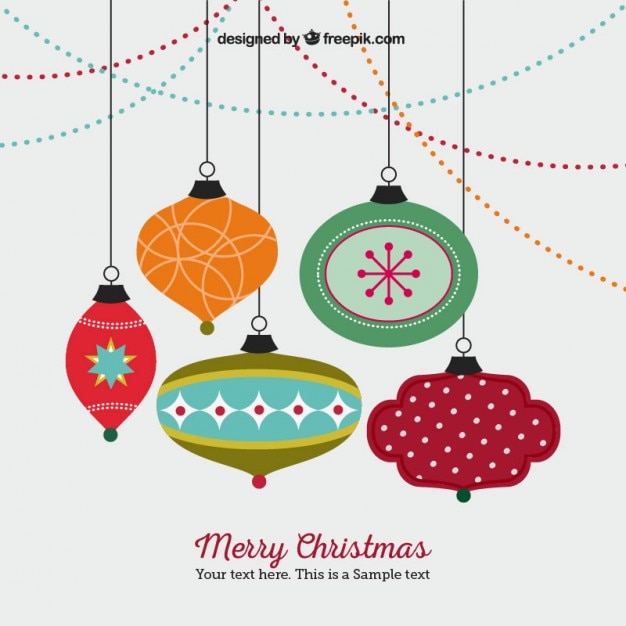 Free Vector Merry christmas card with baubles