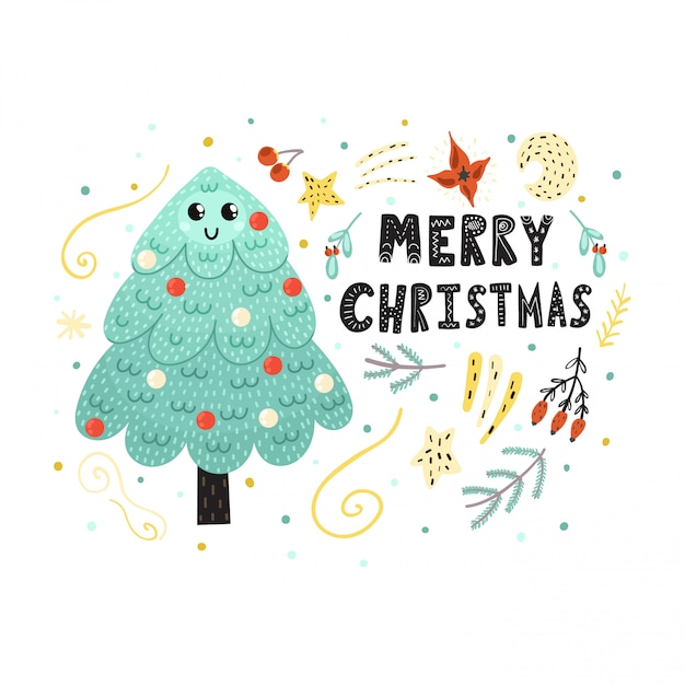 premium-vector-merry-christmas-card-with-a-cute-tree-funny-holiday-print