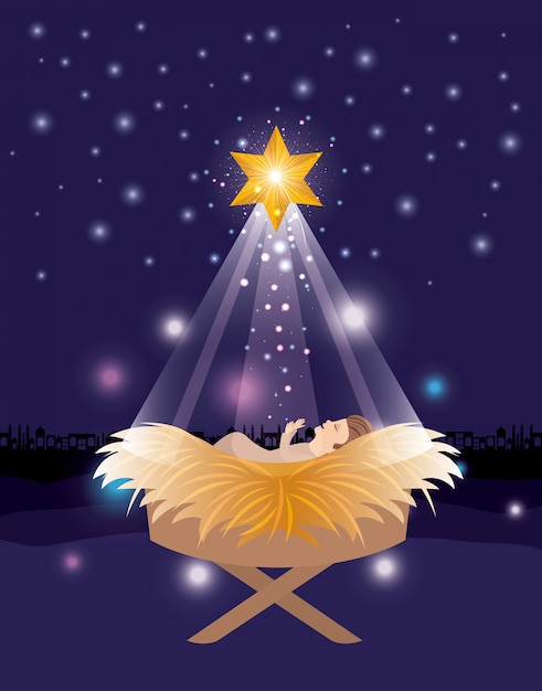 Premium Vector Merry Christmas Card With Jesus Baby