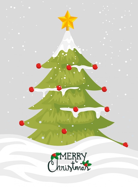 Download Merry christmas card with pine tree Vector | Free Download