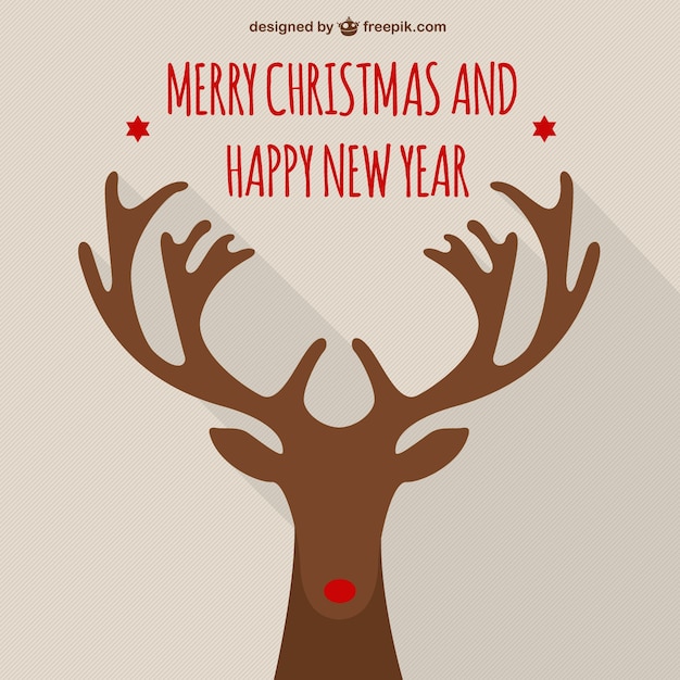 Merry christmas card with rudolf Free Vector