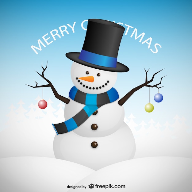 Free Vector | Merry christmas card with snowman