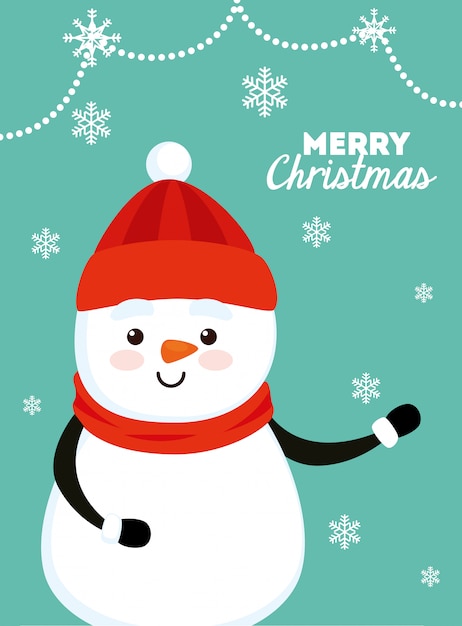 Free Vector | Merry christmas card with snowman