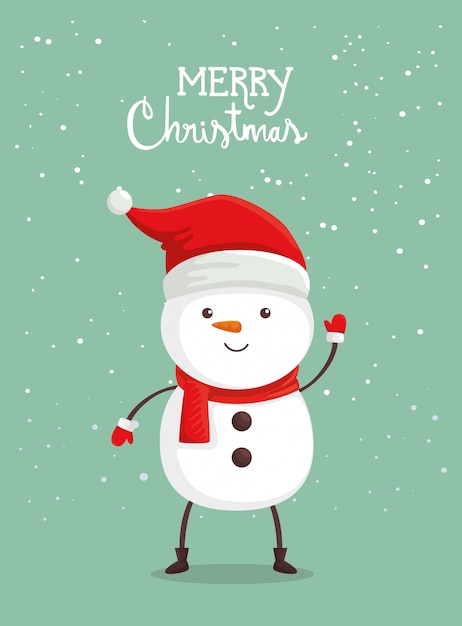 Free Vector | Merry christmas card with snowman