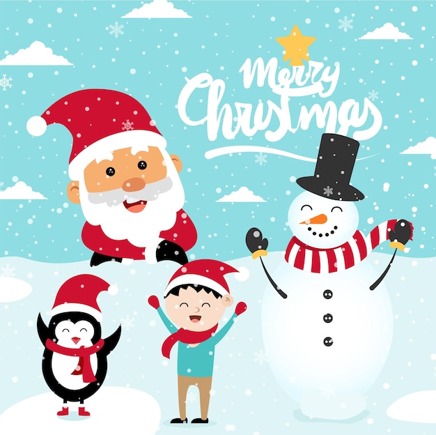 Premium Vector | Merry christmas cartoon cute illustration.