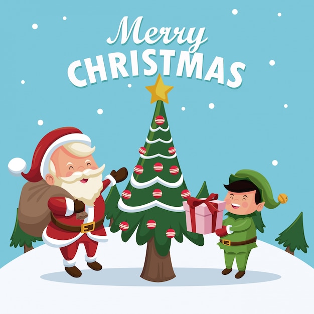 Premium Vector | Merry christmas cartoon