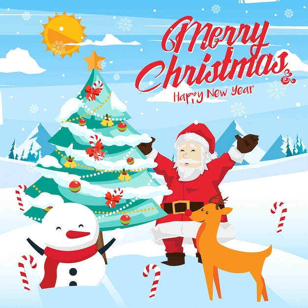 Download Free Vector Merry Christmas Celebration Card Illustration PSD Mockup Templates