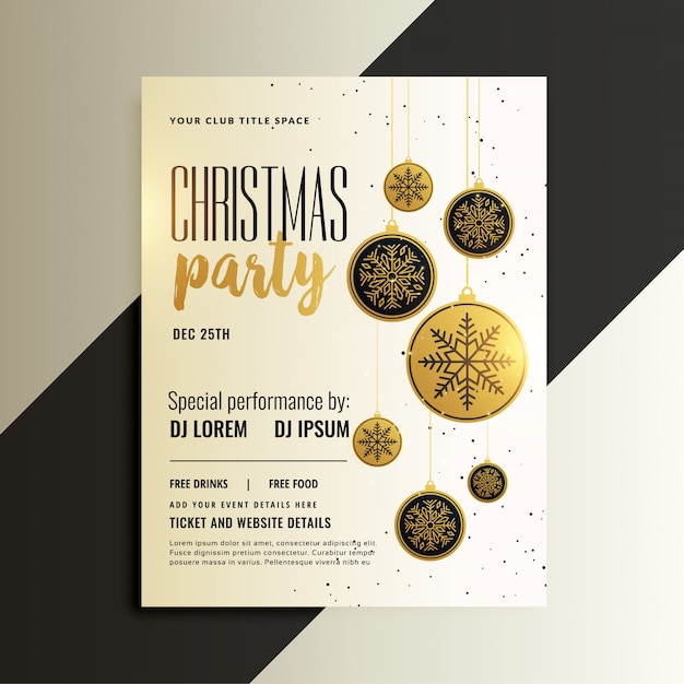 Free Vector | Merry christmas celebration flyer design in gold theme