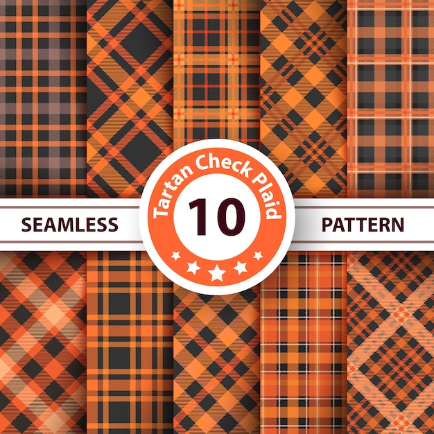 Merry christmas check plaid seamless patterns. Premium Vector