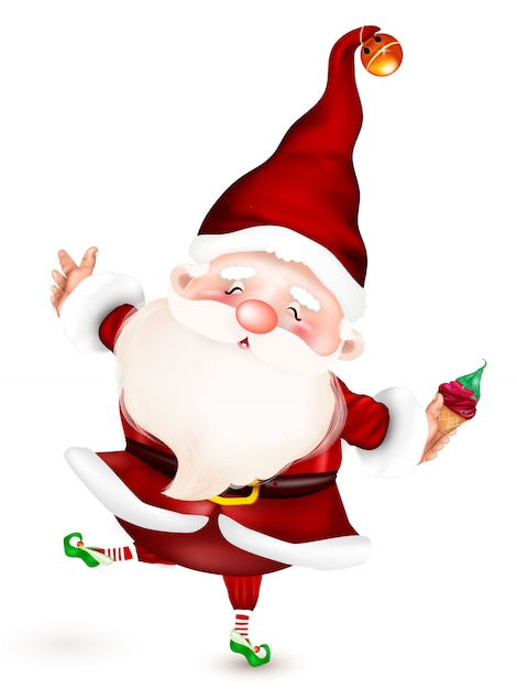 メリークリスマス 冬と年末年始のクリスマスかわいい サンタ句 のクリスマステーマのイラスト 冬 年末年始のサンタクロースの幸せな漫画のキャラクター プレミアムベクター