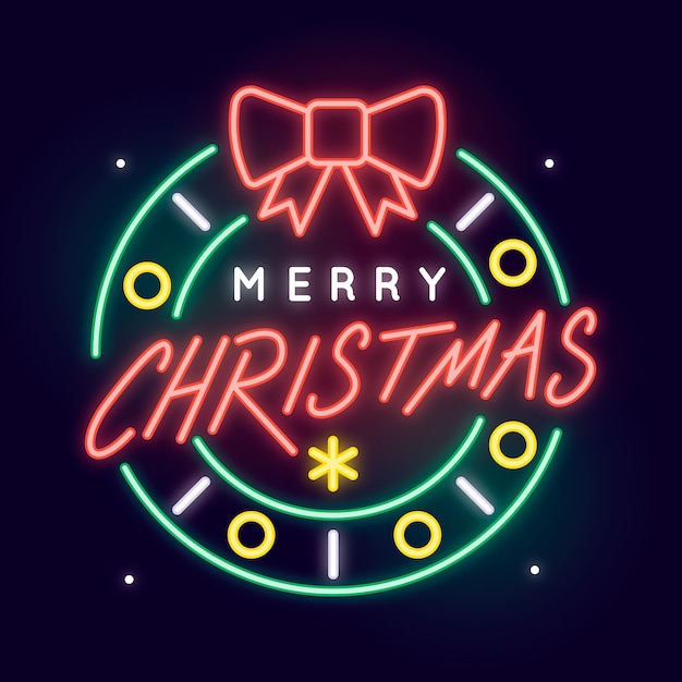 Free Vector | Merry christmas concept with neon design