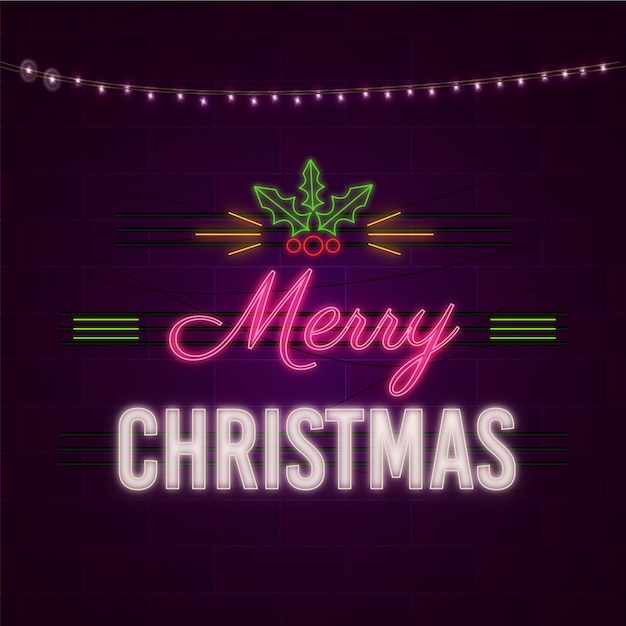 Free Vector | Merry christmas concept with neon design