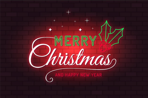 Free Vector | Merry christmas concept with neon design