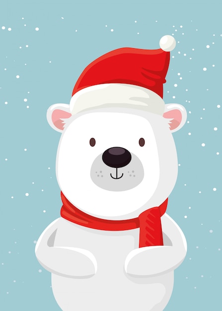 Download Merry christmas cute bear character Vector | Free Download