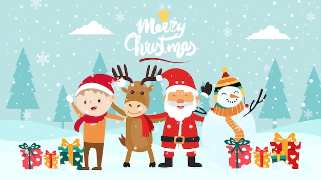 Premium Vector | Merry christmas cute illustration