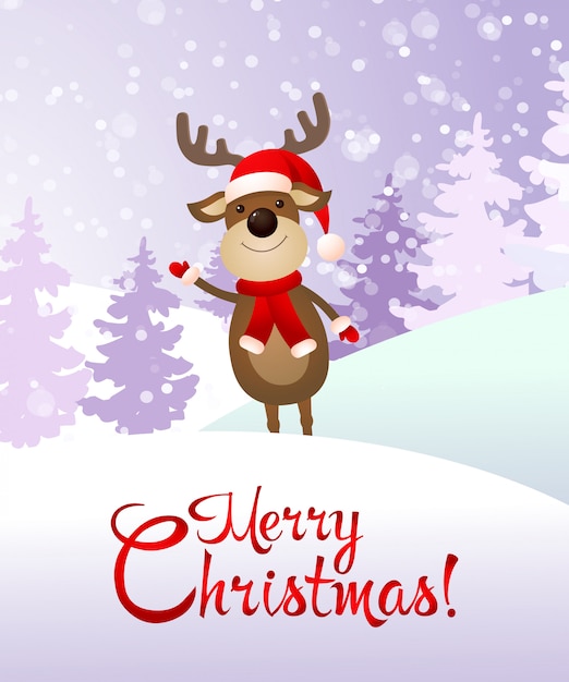 Download Merry christmas and deer banner Vector | Premium Download