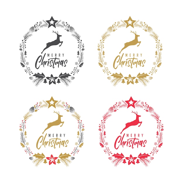 Download Merry christmas deer elegant rustic | Premium Vector