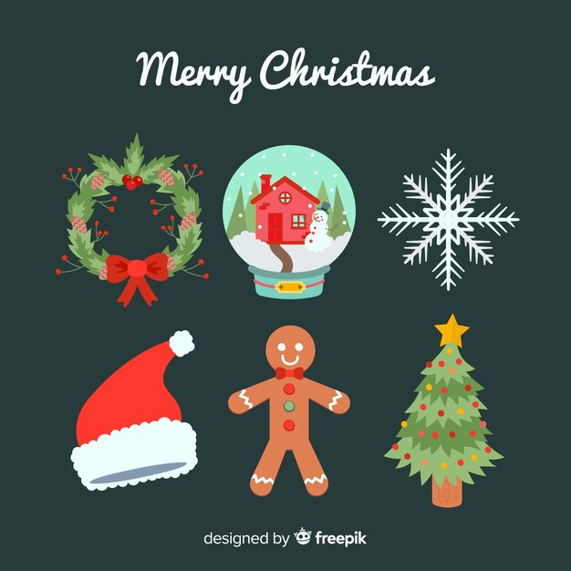 Free Vector | Merry christmas element collection in flat design