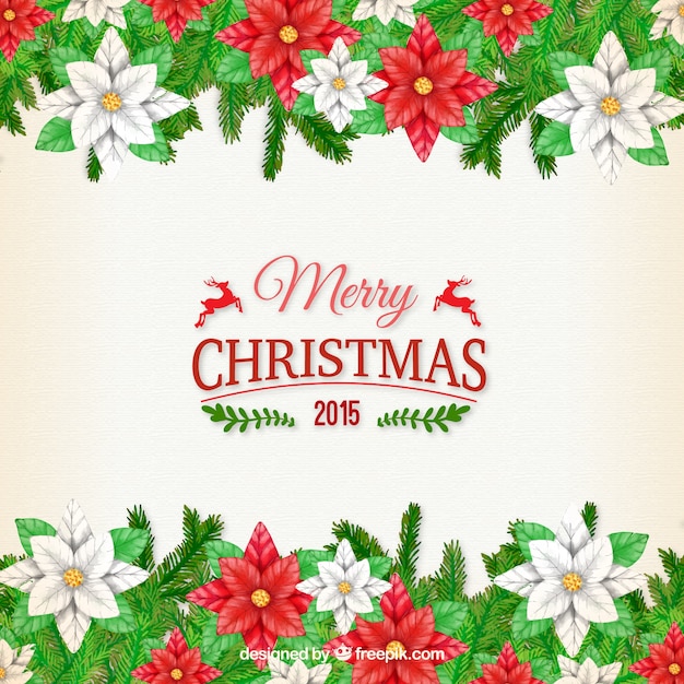 Merry christmas floral background Vector | Free Download