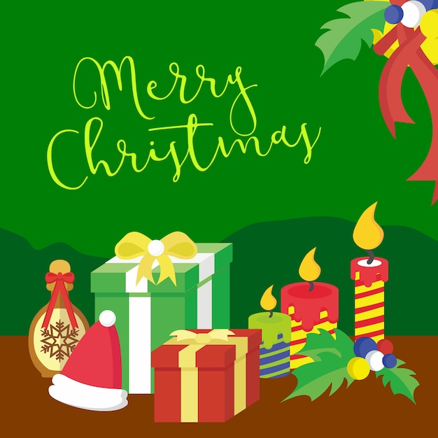 Merry christmas gifts vector graphic illustration