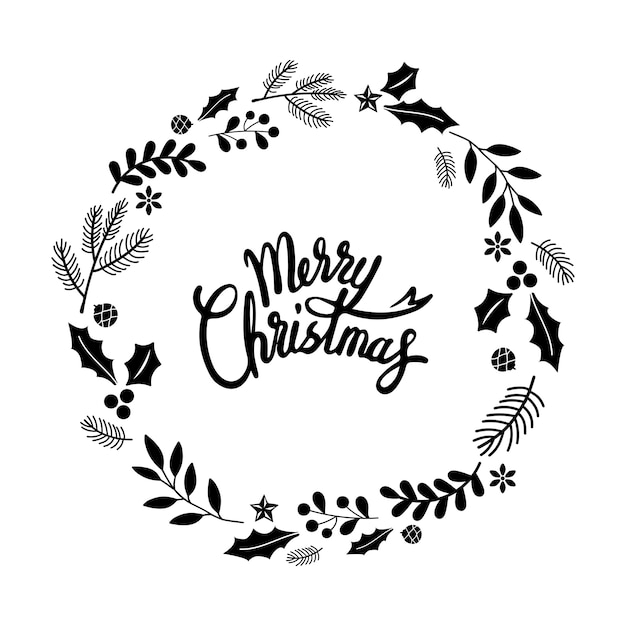 Merry christmas greeting badge Vector | Free Download